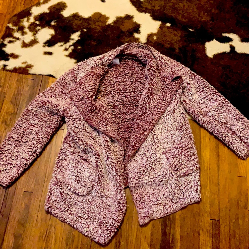 Stylish, cute, and fuzzy maroon jacket